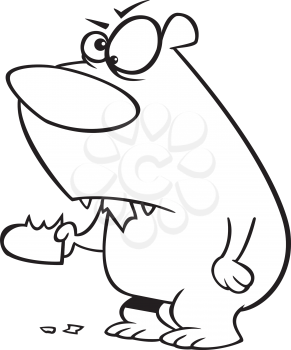 Royalty Free Clipart Image of a Bear Eating a Heart