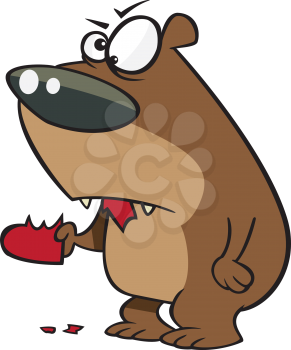 Royalty Free Clipart Image of a Bear With a Broken Heart