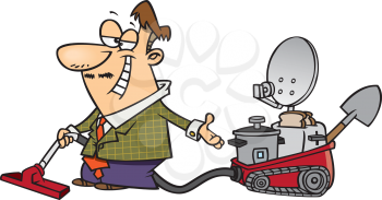 Royalty Free Clipart Image of a Man With a Multi Purpose Machine