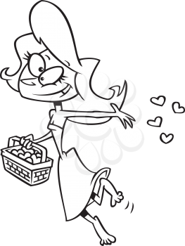Royalty Free Clipart Image of a Woman Tossing Hearts