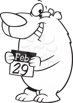 Royalty Free Clipart Image of a Bear Holding a Feb. 29 Calendar Page