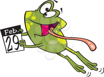 Royalty Free Clipart Image of a Frog With a Feb. 29 Calendar Page