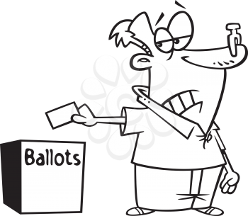 Royalty Free Clipart Image of a Man Voting