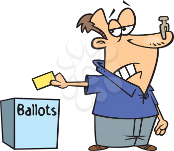Royalty Free Clipart Image of a Man Voting