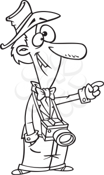 Royalty Free Clipart Image of a Man With a Camera Pointing at Something