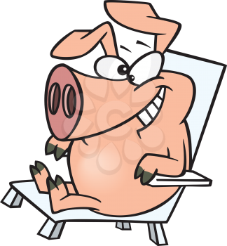 Royalty Free Clipart Image of a Pig Sitting in a Chair