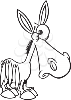 Royalty Free Clipart Image of a Donkey With Tails Pinned on It