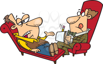 Royalty Free Clipart Image of a Man on a Psychiatrist's Couch