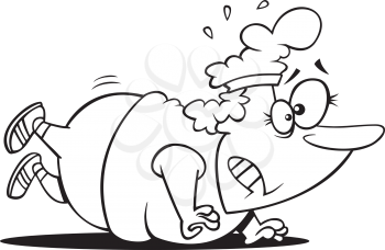Royalty Free Clipart Image of an Overweight Woman Doing Pushups