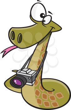 Royalty Free Clipart Image of a Snake With a Camera