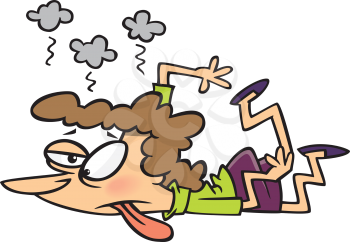 Royalty Free Clipart Image of a Tired Woman