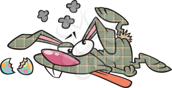 Royalty Free Clipart Image of a Trampled Plaid Easter Bunny