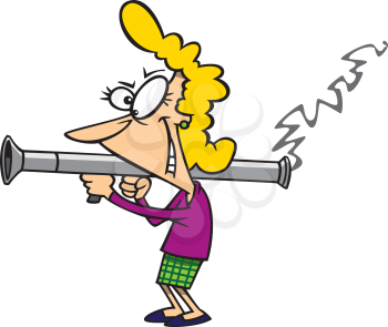 Royalty Free Photo of a Woman With a Bazooka