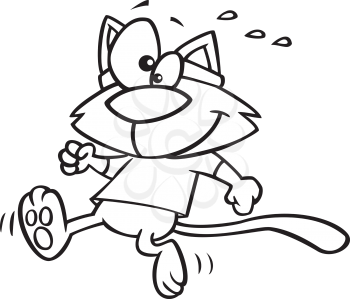 Royalty Free Clipart Image of a Cat Jogging