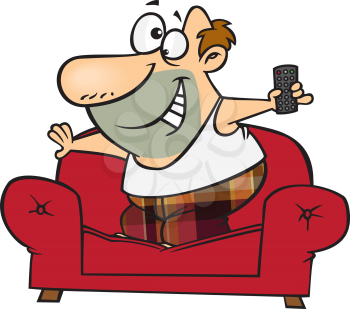 Royalty Free Clipart Image of a Man Standing on a Couch