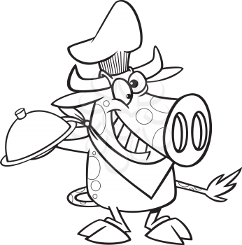 Royalty Free Clipart Image of a Cow Chef