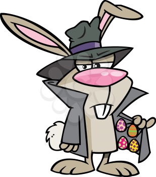 Royalty Free Clipart Image of a Bunny Selling Eggs
