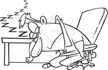 Royalty Free Clipart Image of a Man Sleeping at a Desk