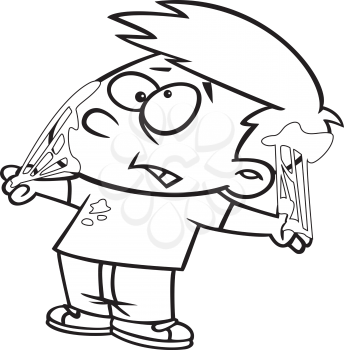 Royalty Free Clipart Image of a Boy Covered in Gum