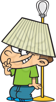 Royalty Free Clipart Image of a Boy Hiding
