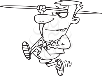 Royalty Free Clipart Image of a Man Holding a Javelin