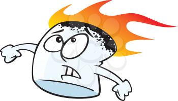 Royalty Free Clipart Image of a Marshmallow on Fire 
