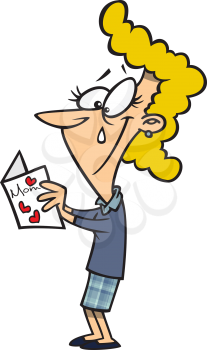 Royalty Free Clipart Image of a Mom Reading a Card