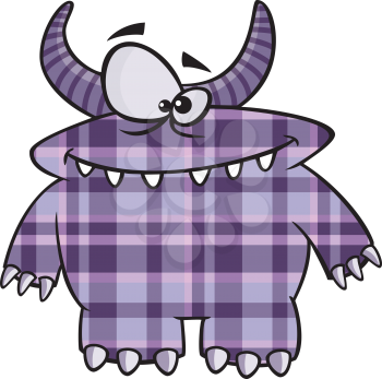 Royalty Free Clipart Image of a Purple Plaid Monster