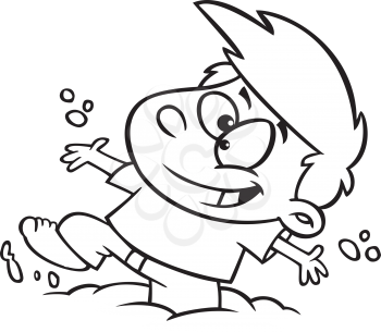 Royalty Free Clipart Image of a Boy Playing in the Mud