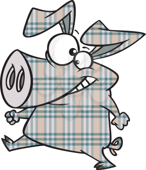 Royalty Free Clipart Image of a Plaid Pig