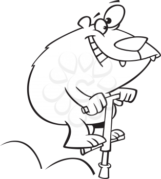 Royalty Free Clipart Image of a Bear on a Pogo Stick