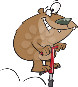Royalty Free Clipart Image of a Bear on a Pogo Stick