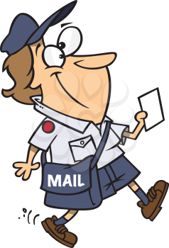 Royalty Free Clipart Image of a Postwoman