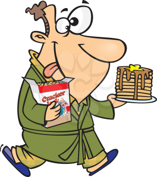 Royalty Free Clipart Image of a Man Holding Snacks