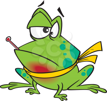 Royalty Free Clipart Image of a Sick Frog