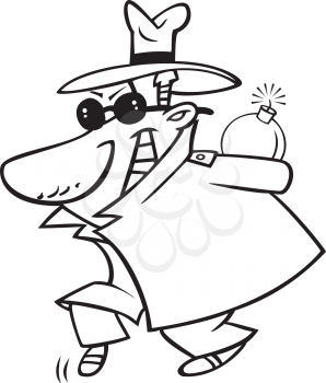 Royalty Free Clipart Image of a Man Hiding a Bomb