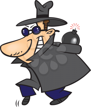 Royalty Free Clipart Image of a Man Holding a Bomb