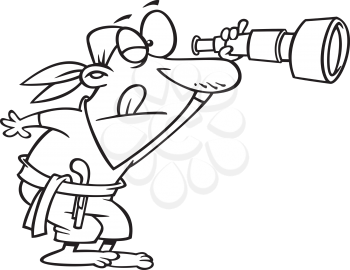 Royalty Free Clipart Image of a Man Spying