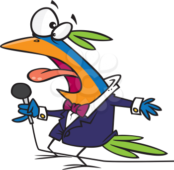 Royalty Free Clipart Image of a Bird Singing