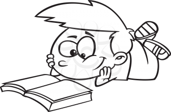 Royalty Free Clipart Image of a Boy Reading a Catalog