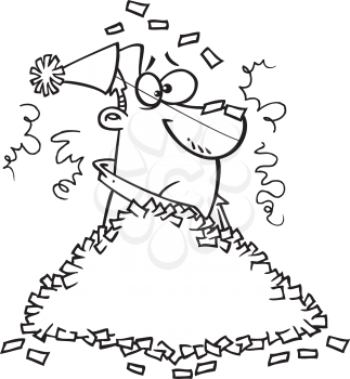 Royalty Free Clipart Image of a Man Covered in Confetti
