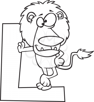 Royalty Free Clipart Image of a Lion on the Letter L