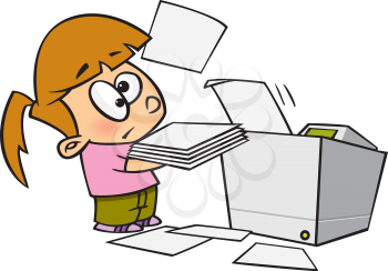Royalty Free Clipart Image of a Woman By a Copier