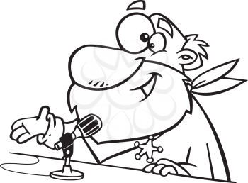 Royalty Free Clipart Image of a Man Talking into a Microphone