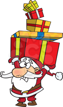 Royalty Free Clipart Image of Santa Carrying Presents