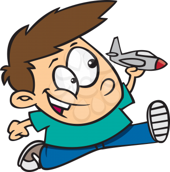 Royalty Free Clipart Image of a Boy Playing With a Toy