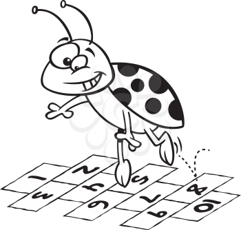 Royalty Free Clipart Image of a Ladybug Playing Hopscotch