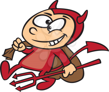 Royalty Free Clipart Image of a Boy Dressed as a Devil