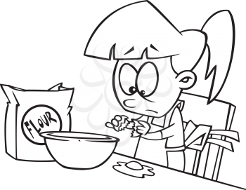 Royalty Free Clipart Image of a Girl Helping to Bake