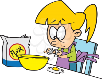 Royalty Free Clipart Image of a Girl Helping to Bake